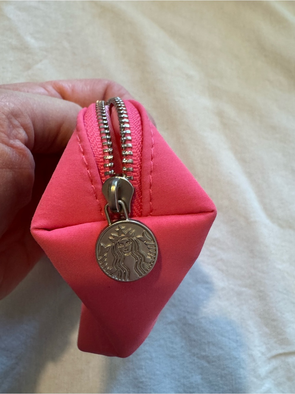 Starbucks Hot Pink Zip Wristlet Coin Pouch with Strawberry Tag - Picture 3 of 4